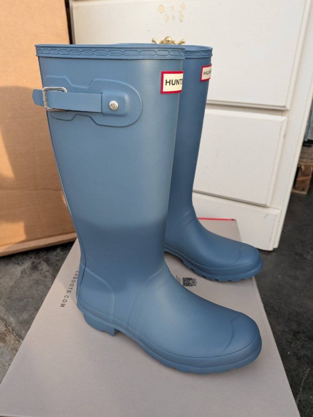 Hunter Original Boots Rain Rubber BORROWED BLUE kids size 5B 6G EU37 UK 4 - Picture 1 of 6